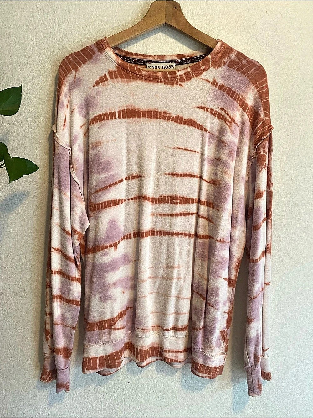 Knox Rose Tie Dye Crewneck Sweatshirt Rust & Lilac XS